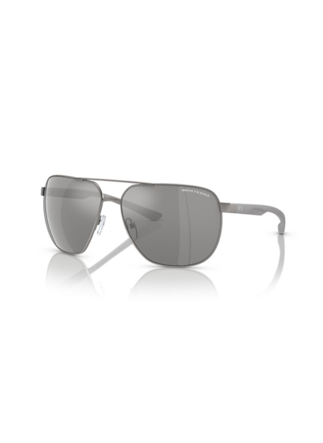 Armani Exchange - نظارات شمسية معدنية مستديرة الشكل للرجال مزودة بتقنية الاستقطاب 2047S - حجم العدسة: 63 مم - لون ماتي غون ميتال - Image 1