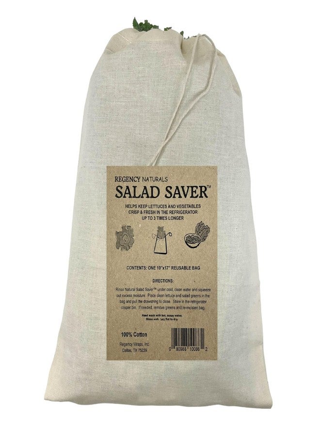 Regency Wraps Salad Saver, Reusable Drawstring Produce Bag for Storing Lettuce, Veggies and Fruit in the Refrigerator to keep fresh longer, 100% Cotton Kitchen Essential, 10 x 17 ", Natural - Image 1