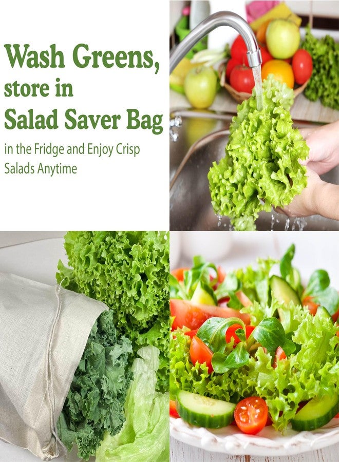Regency Wraps Salad Saver, Reusable Drawstring Produce Bag for Storing Lettuce, Veggies and Fruit in the Refrigerator to keep fresh longer, 100% Cotton Kitchen Essential, 10 x 17 ", Natural - Image 5