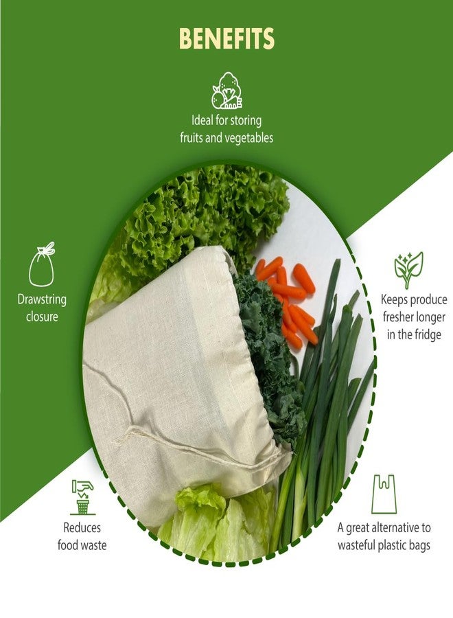 Regency Wraps Salad Saver, Reusable Drawstring Produce Bag for Storing Lettuce, Veggies and Fruit in the Refrigerator to keep fresh longer, 100% Cotton Kitchen Essential, 10 x 17 ", Natural - Image 3
