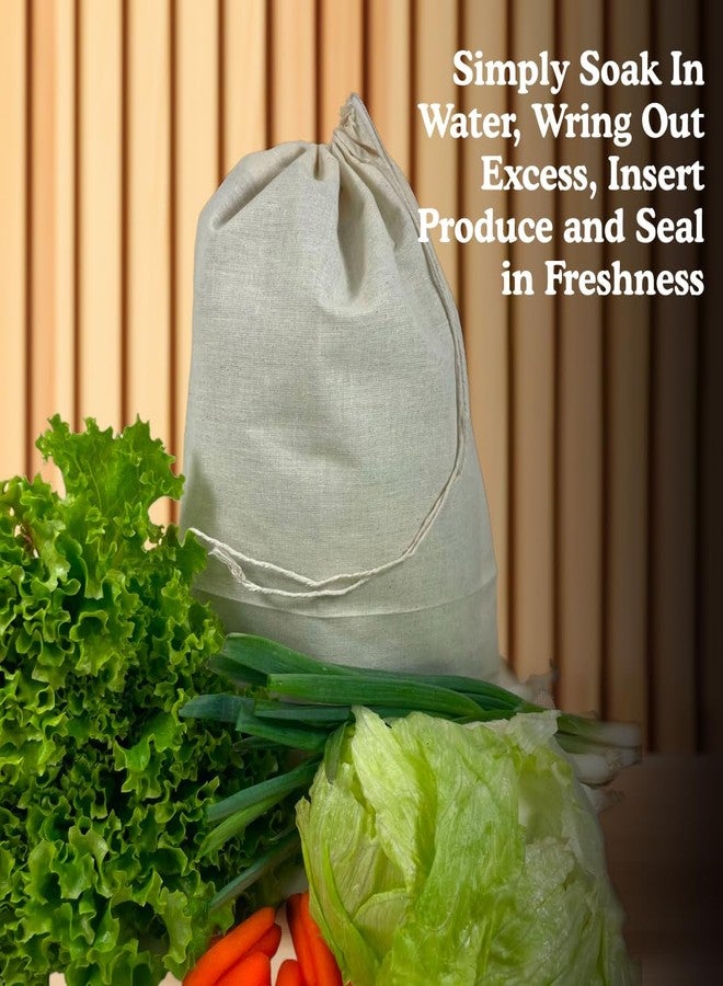 Regency Wraps Salad Saver, Reusable Drawstring Produce Bag for Storing Lettuce, Veggies and Fruit in the Refrigerator to keep fresh longer, 100% Cotton Kitchen Essential, 10 x 17 ", Natural - Image 2