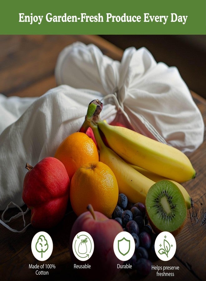 Regency Wraps Salad Saver, Reusable Drawstring Produce Bag for Storing Lettuce, Veggies and Fruit in the Refrigerator to keep fresh longer, 100% Cotton Kitchen Essential, 10 x 17 ", Natural - Image 4