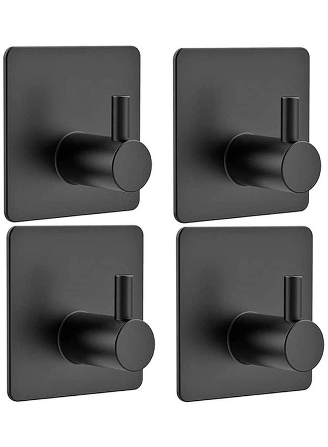 Loquat 4-Piece Stainless Steel Coat And Robe Hook Black 4.5x4.5x2.6cm - Image 1
