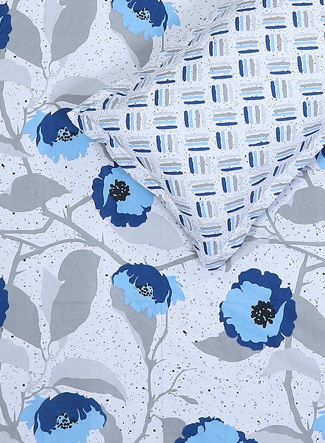 Status Contract Spring Summer Collection-Cotton Rich Double Bedsheet with 2 Pillow Covers for Bed Room, Home, Hotel-120 GSM, Blue Flower, 210 X 215 Cm - Image 5