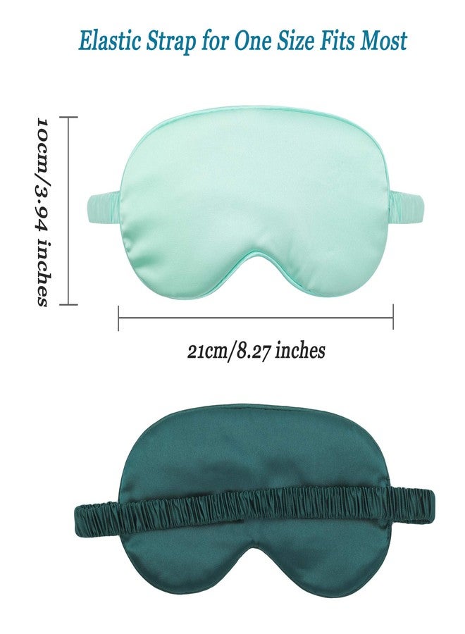 ZLYC قناع النوم من زلي سيك ساتان مع حزام مرن للسفر للعينين للنوم للنساء والرجال (أخضر داكن، أخضر فاتح) - Image 4