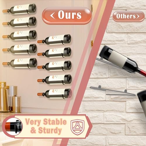 AQAREA Wall-Mounted Wine Hook: Hanging Wine Bottle Wall Holder - Set of 6 Metal Wall Red Wine Rack - Image 3