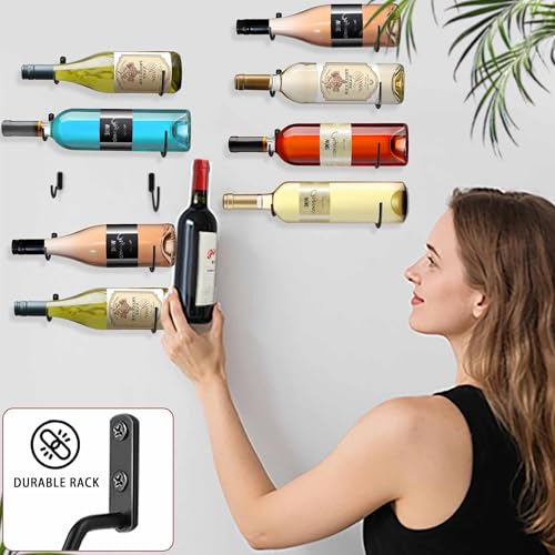 AQAREA Wall-Mounted Wine Hook: Hanging Wine Bottle Wall Holder - Set of 6 Metal Wall Red Wine Rack - Image 5