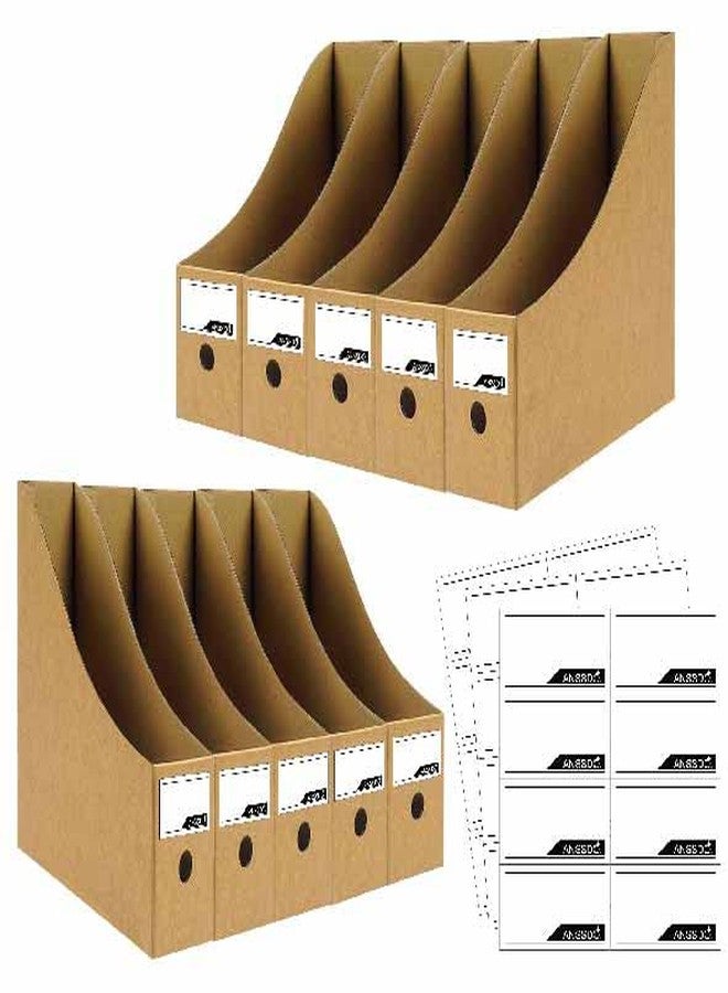 ANSSDO 12 Pack Brown Cardboard Magazine Holder Bulk Kraft Magazine File Holder Magazine Organizer, Magazine Storage Box, Large Volume Magazine File Organizer as Book Bins or Folder Holder for Desk - Image 1