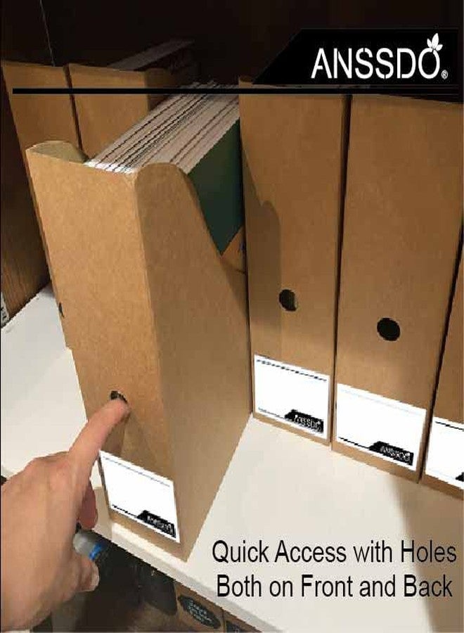 ANSSDO 12 Pack Brown Cardboard Magazine Holder Bulk Kraft Magazine File Holder Magazine Organizer, Magazine Storage Box, Large Volume Magazine File Organizer as Book Bins or Folder Holder for Desk - Image 5