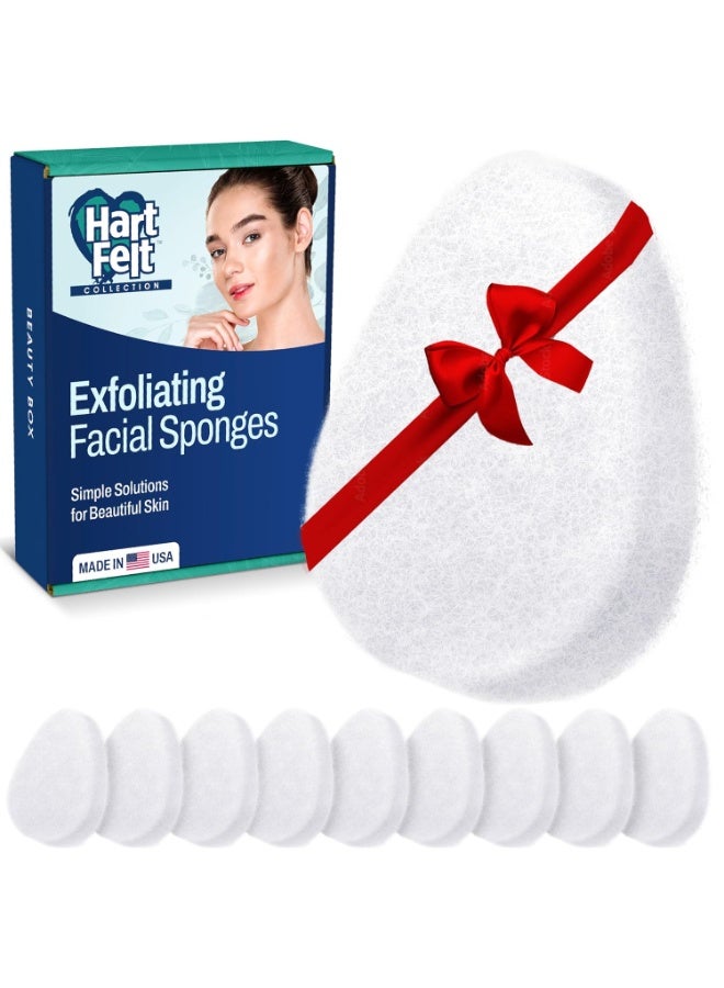 HartFelt [10 Pack] Regular Exfoliating Facial Sponge for Face - Daily Cleansing Scrubber - Buf Dirt Away with Puf Styled Reusable Face Pads for Removing Makeup, Dirt, and Dead Skin - Made in USA - Image 1