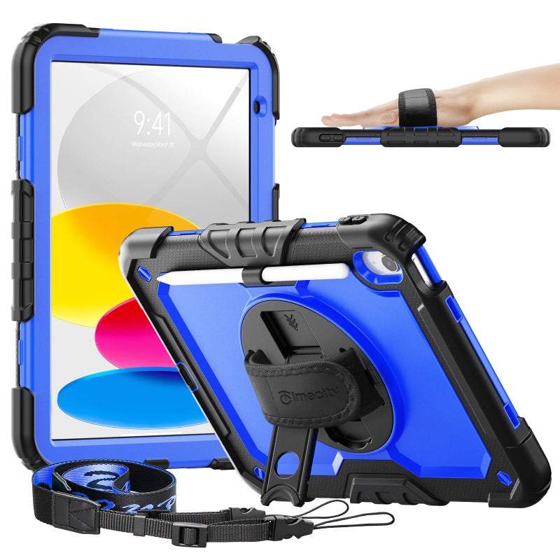 timecity for iPad A16 11th 10th Generation Case 11 109 Inch 20252022 Heavy Duty Protective Cover with Screen Protector Stand Shoulder Strap Pencil Holder KidsFriendly Dark Blue