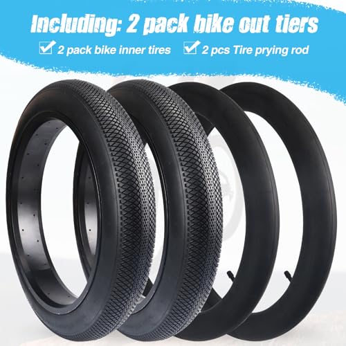 WEEROCK 20 X 3.0 Inch Bike Fat Tire E-Bike Tires 2 Pack Bicycle Tyres with Inner Tubes Folding Bead Tires Compatible with Wide Mountain Snow Bicycle Electric Bike - Image 2