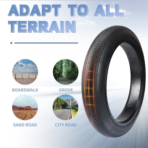 WEEROCK 20 X 3.0 Inch Bike Fat Tire E-Bike Tires 2 Pack Bicycle Tyres with Inner Tubes Folding Bead Tires Compatible with Wide Mountain Snow Bicycle Electric Bike - Image 5