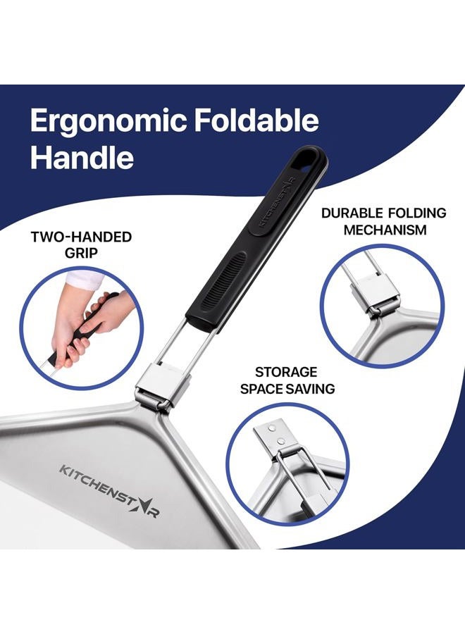 kitchen-star 12" Pizza Peel with Long Folding Handle - Stainless Steel Spatula Paddle for Effortless Pizza Transfer & Easy Storrage - Outdoor Pizza Oven Accessories - Image 5