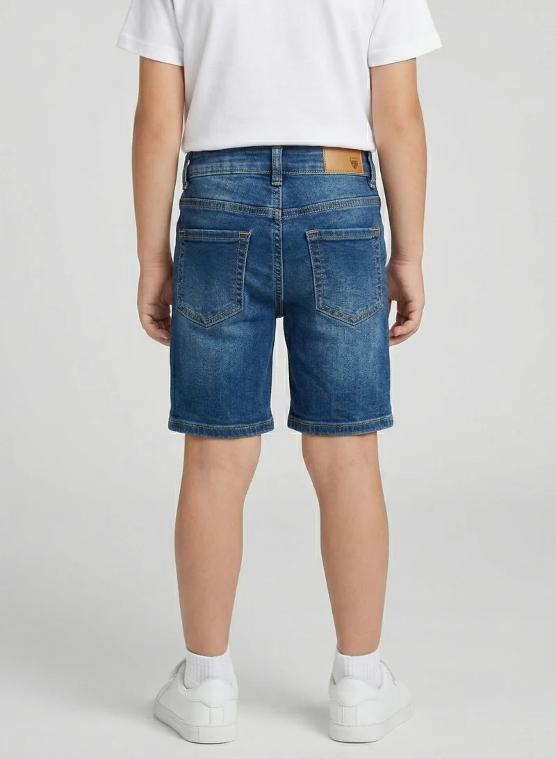 بيبي كلو Boys Classic Blue Adjustable Waist Denim Shorts