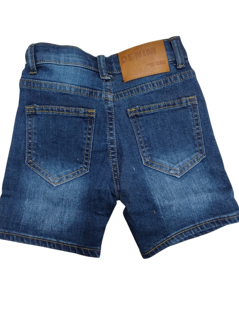babyqlo شورت جينز أزرق كلاسيكي قابل للتعديل للأولاد - Image 4