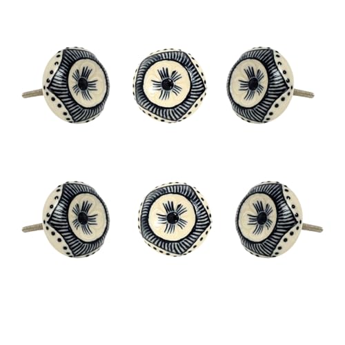 Perilla Home Set of 6 Soria Ceramic Knob for Kitchen Cabinets Decorative Ceramic Handles and Pull Knob for Dresser Drawer Living Room Kitchen Bathroom Closet Cupboard Furniture - Image 1