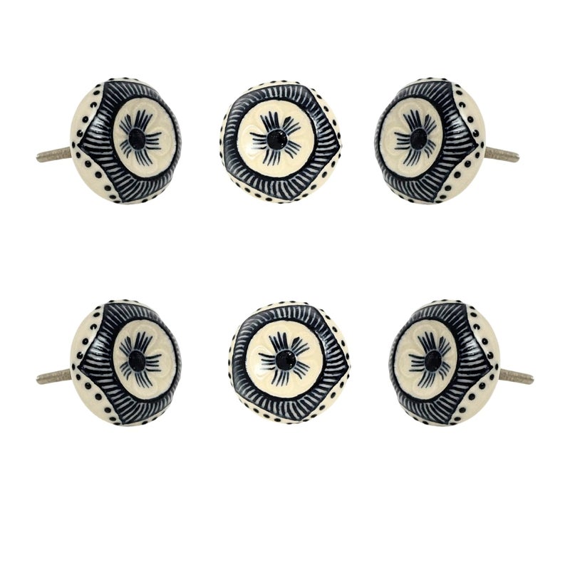 Perilla Home Set of 6 Soria Ceramic Knob for Kitchen Cabinets Decorative Ceramic Handles and Pull Knob for Dresser Drawer Living Room Kitchen Bathroom Closet Cupboard Furniture - Image 2