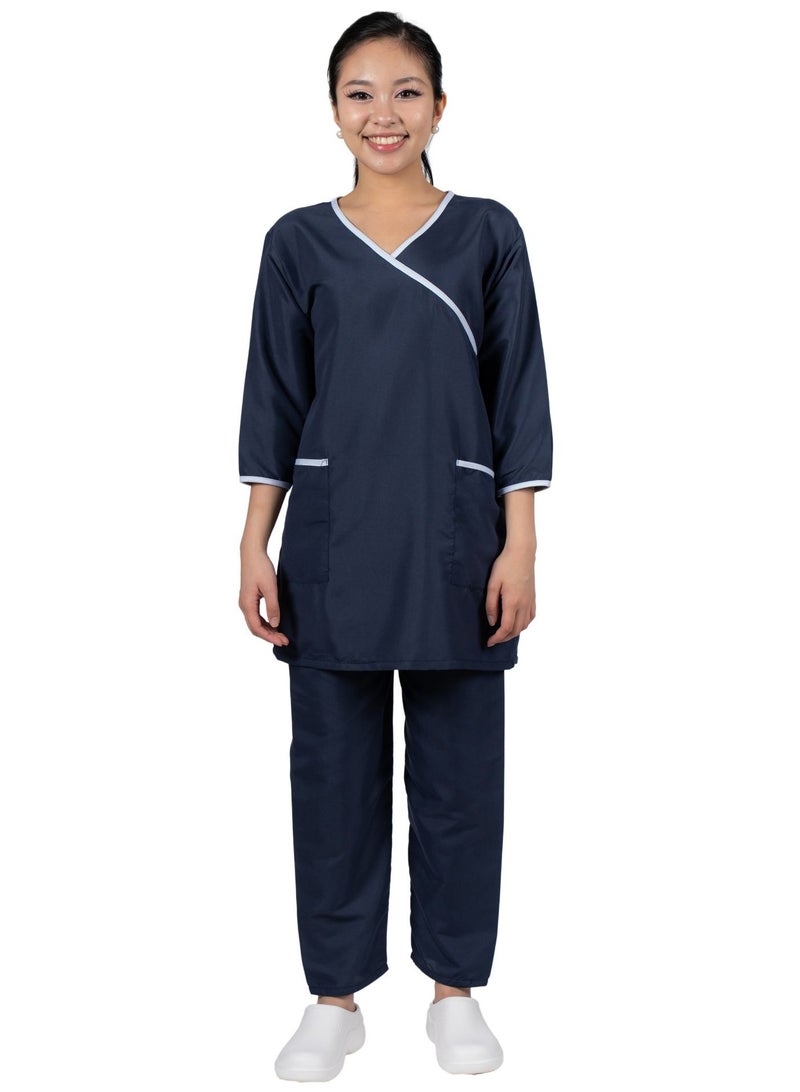 Professional Housemaid/Khadama/Nanny Uniform Set 3/4 Sleeve, with Matching Trousers COTTON