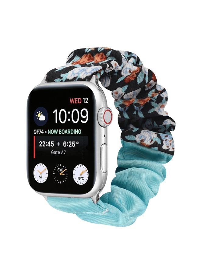 Replacement Strap Butterfly Pattern Hair Ring Cloth Watch Band For Apple Watch Series 9&8&7 41mm / SE 3&SE 2&6&SE&5&4 40mm / 3&2&1 38mm J