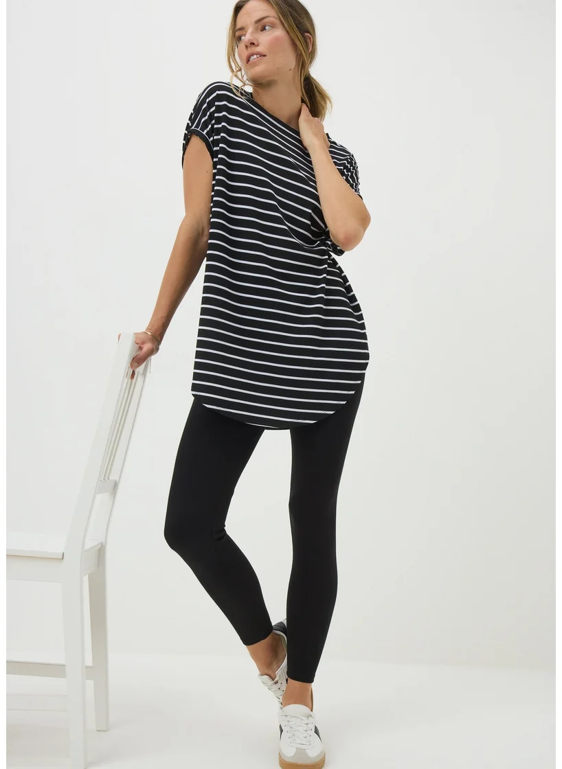 Matalan Black Stripe Longline T-Shirt