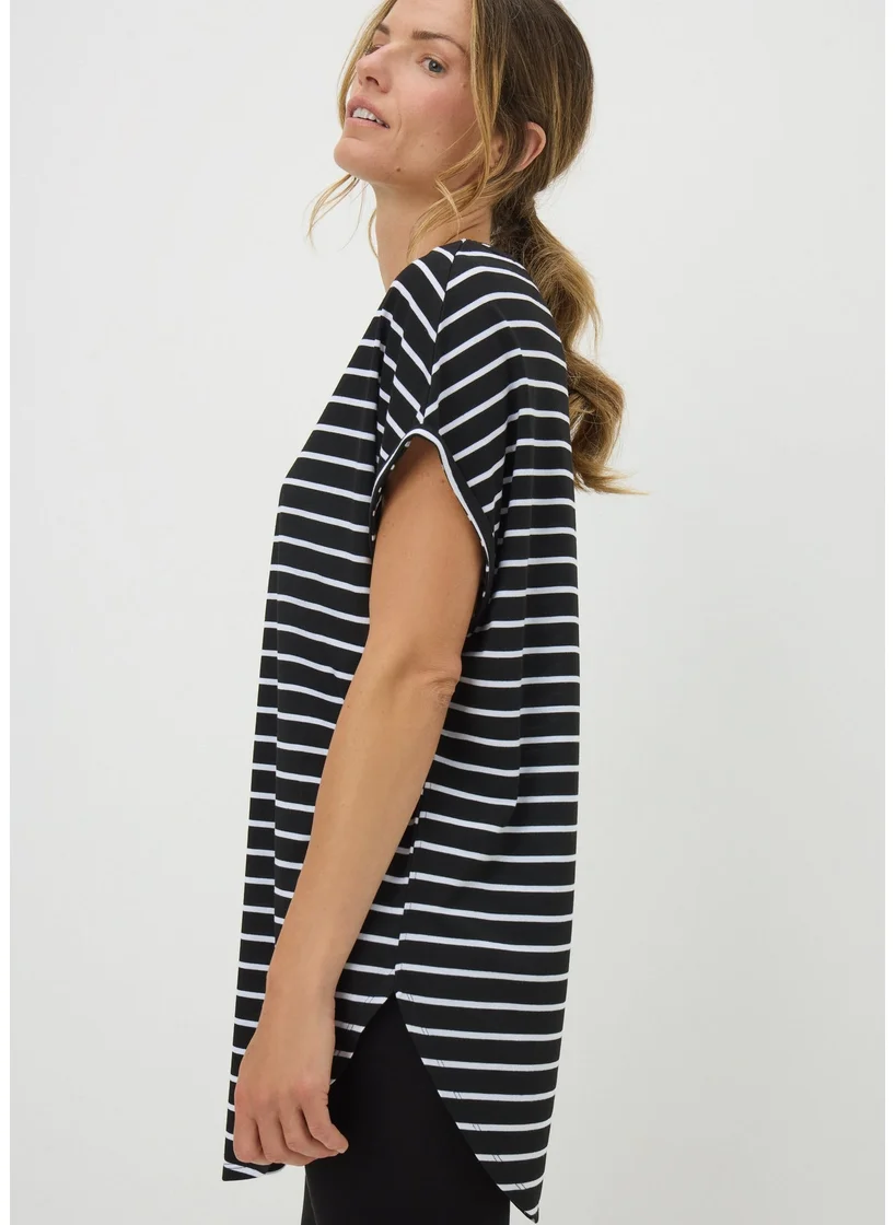 Matalan Black Stripe Longline T-Shirt