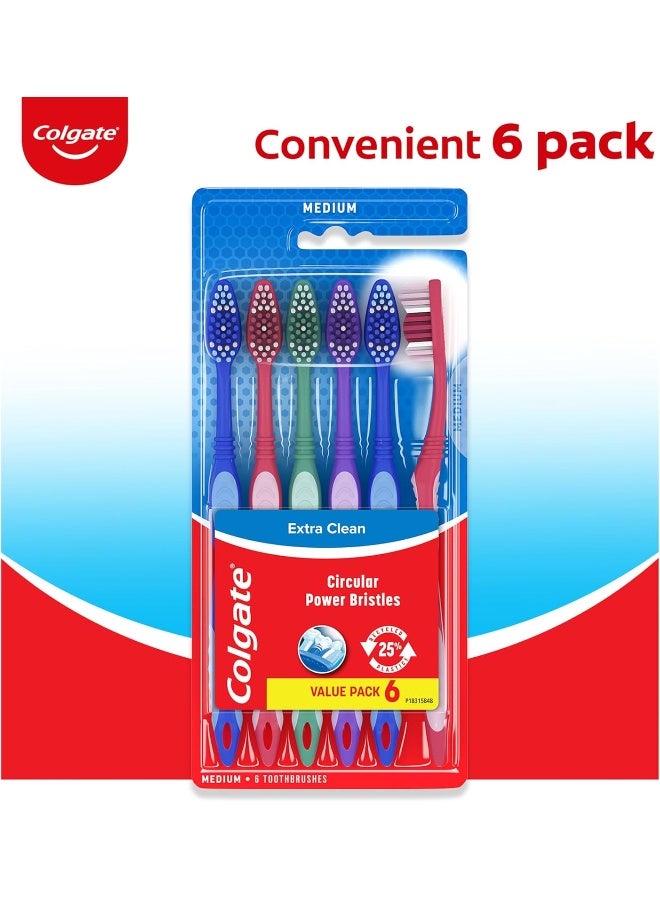Colgate Extra Clean Full Head Toothbrush, Medium - 6 Count - Image 1