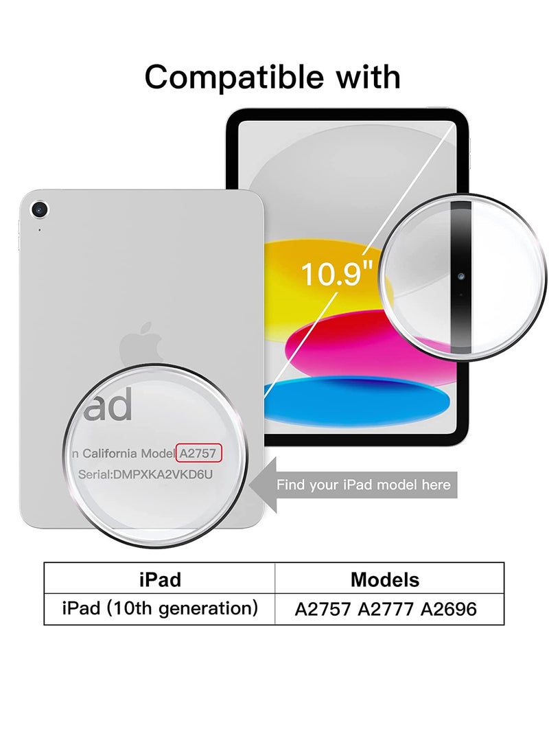 Case for iPad 10 Generation 10.9 Inch 2022 Model 10th Generation Slim Stand Hard Back Shell Cover with Auto Wake/Sleep Black Color - Image 2
