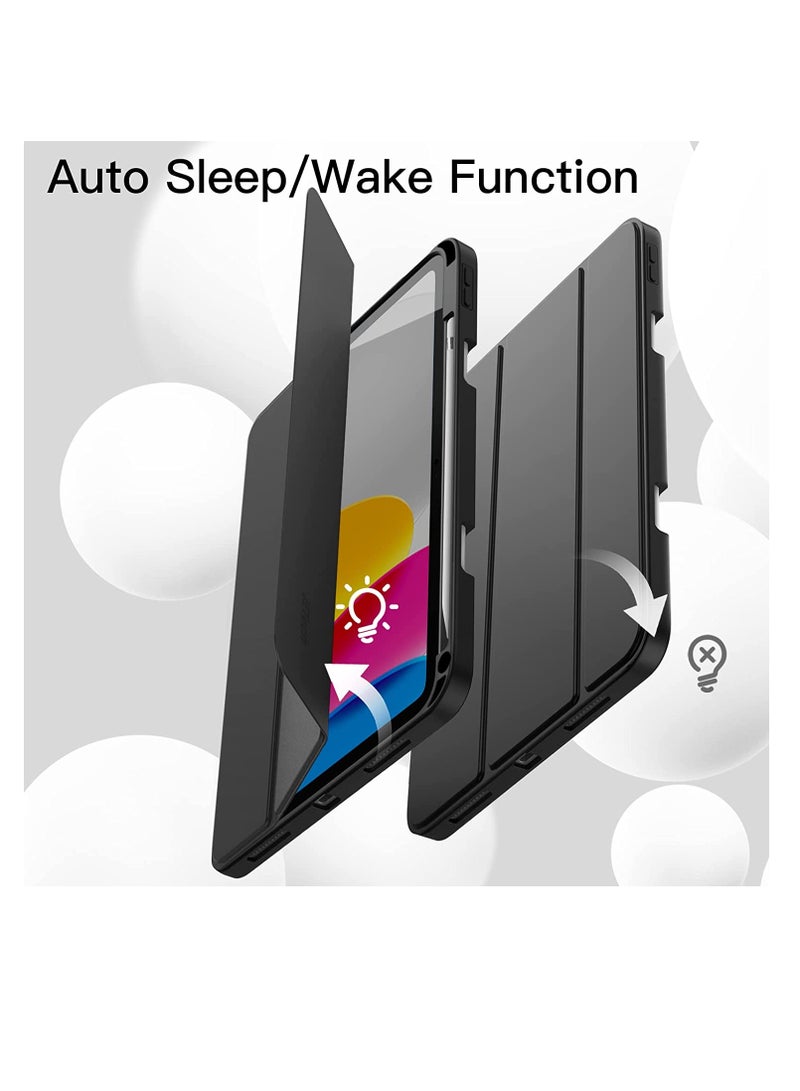 Case for iPad 10 Generation 10.9 Inch 2022 Model 10th Generation Slim Stand Hard Back Shell Cover with Auto Wake/Sleep Black Color - Image 3