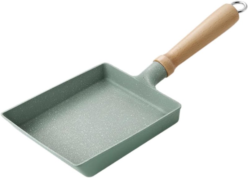 Lurrose Non-stick Japanese Tamagoyaki Omelette Pan with Beech Wood Handle, Square Frying Pan for Home Cooking Breakfast, Coating Skillet for Convenient Egg and Pancake Cooking Random Color - Image 1