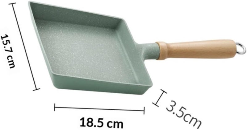 Lurrose Non-stick Japanese Tamagoyaki Omelette Pan with Beech Wood Handle, Square Frying Pan for Home Cooking Breakfast, Coating Skillet for Convenient Egg and Pancake Cooking Random Color - Image 2