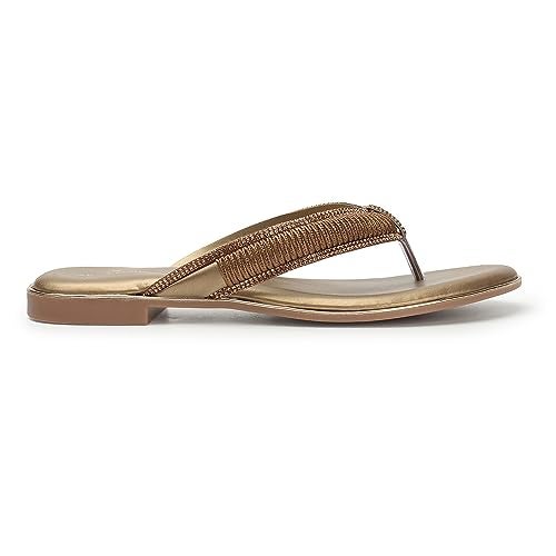 XE Looks Women's Copper Chic Metallic Flats | Stylish Braided Design | Comfortable, Durable, and Trendy Flat Slipper For Girls & Women - Image 5