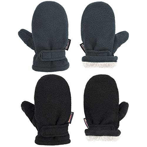 Reyow Toddler Mittens Baby Boy Girls Winter Warm Mittens Kids Easy-On Sherpa Fleece Lined Snow Infant Gloves 2 Pairs - Image 1