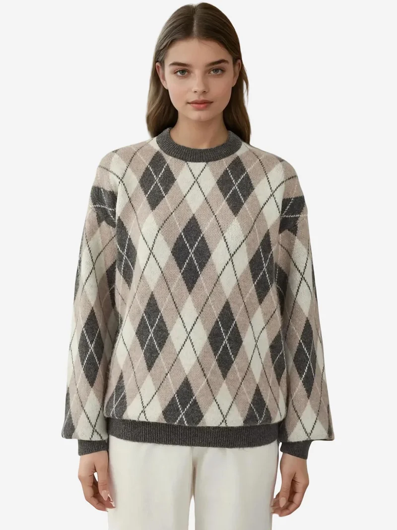 بيغ دارت كنزة محبوكة بأكمام طويلة بنقش هندسي من