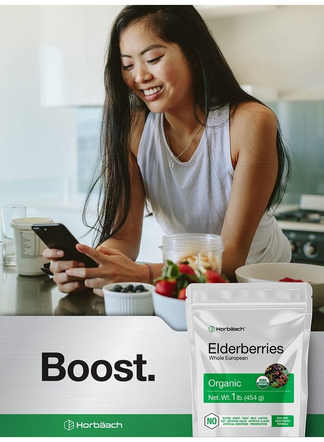 Horbäach Elderberries Dried Organic | 1 lb Bulk Bag | Whole European | Non-GMO, Gluten Free | Sambucus Nigra - Image 4