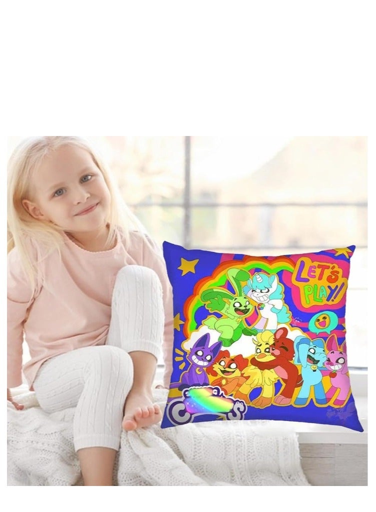 XiuWoo Smiling Critters Throw Pillow Covers Case Cover Square Cushion Cover Smiling Critters Cartoon peripheral,Animal Cushion Covers Pillow Case Cover for Sofa Car Bedroom Home Decor - Image 2