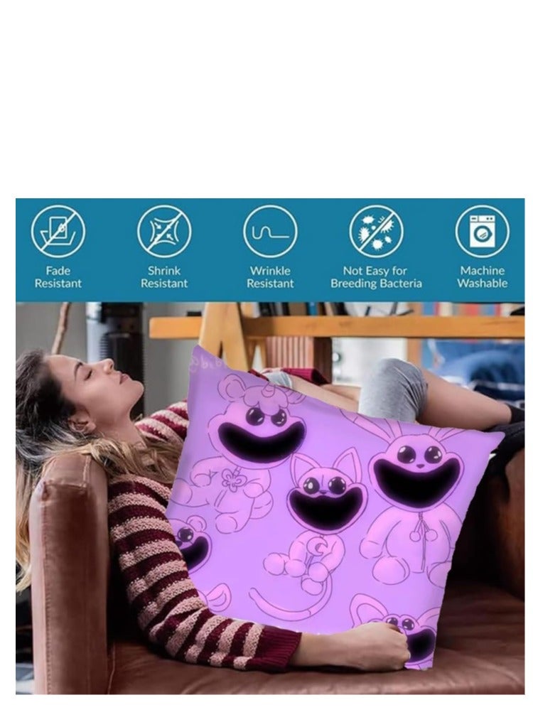 XiuWoo Smiling Critters Throw Pillow Covers Case Cover Square Cushion Cover Smiling Critters Cartoon peripheral,Animal Cushion Covers Pillow Case Cover for Sofa Car Bedroom Home Decor - Image 3