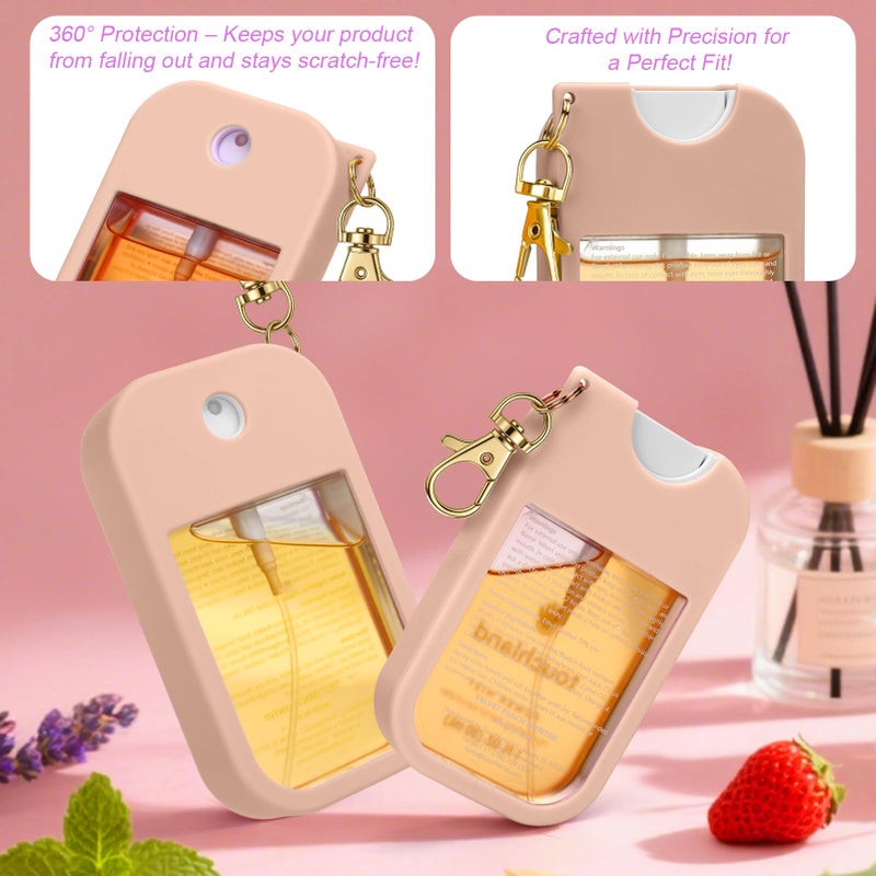 AIERSA Hand Sanitizer Spray Case Compatible with Touchland, Silicone Hand Sanitizer Case Holder with Keychain for Touch Land Mist 1FL. OZ (Blush Beige) - Image 2