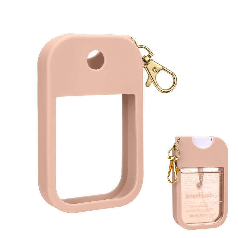 AIERSA Hand Sanitizer Spray Case Compatible with Touchland, Silicone Hand Sanitizer Case Holder with Keychain for Touch Land Mist 1FL. OZ (Blush Beige) - Image 1