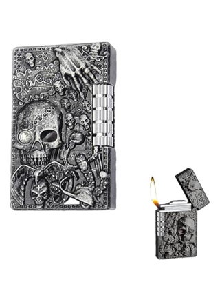 Cool Engraved Skull Lighter, Creative Grinding Wheel Butane Lighter, Soft Flame Lighter, Jet Torch Lighter, Adjustable Inflatable, Retro Antique Lighter, Men's Gift (No Gas) - Black Gray - pzsku/ZF667A8EB4AA45ED0AA2DZ/45/_/1725401143/97b6b67a-27b1-4ba0-bfa8-5d1beb147af8