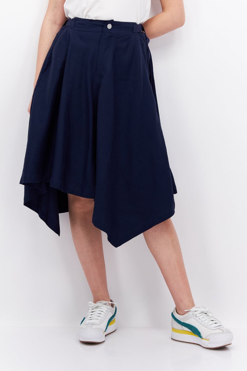 ESPRIT Women Plain Midi Skirt, Navy Blue - Image 1
