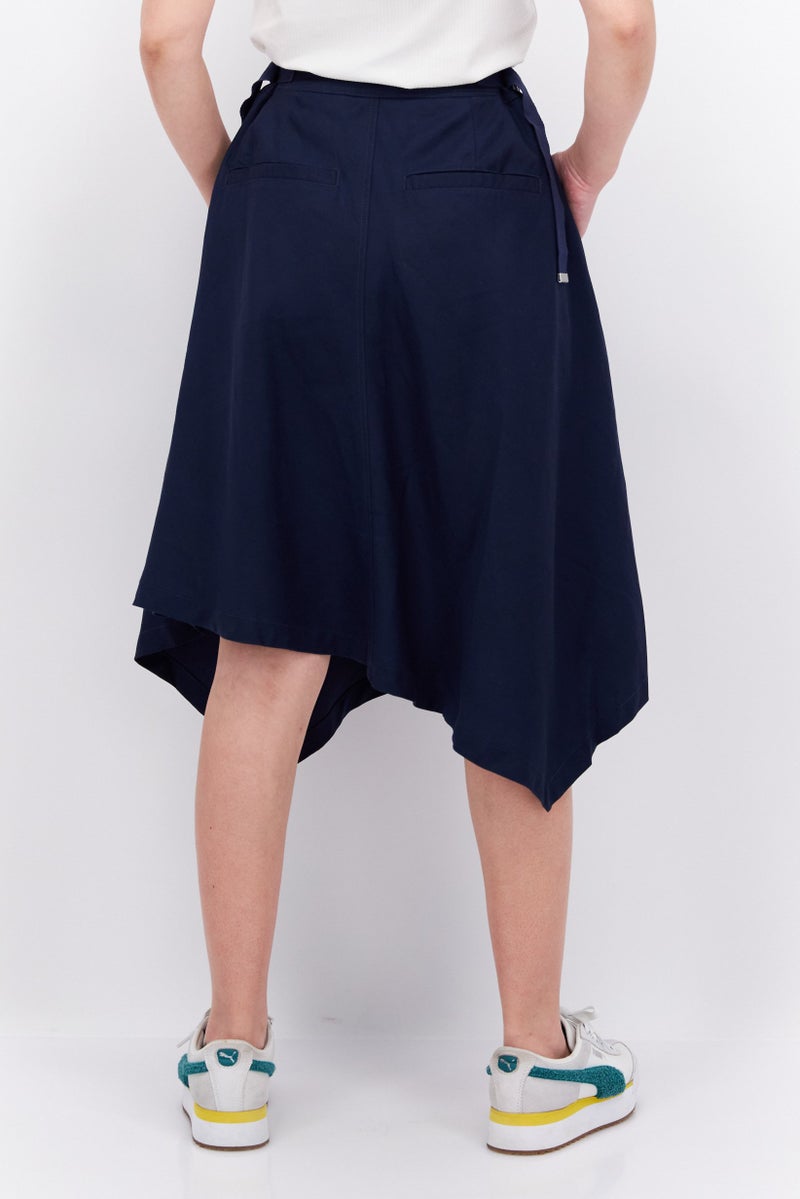 ESPRIT Women Plain Midi Skirt, Navy Blue - Image 4
