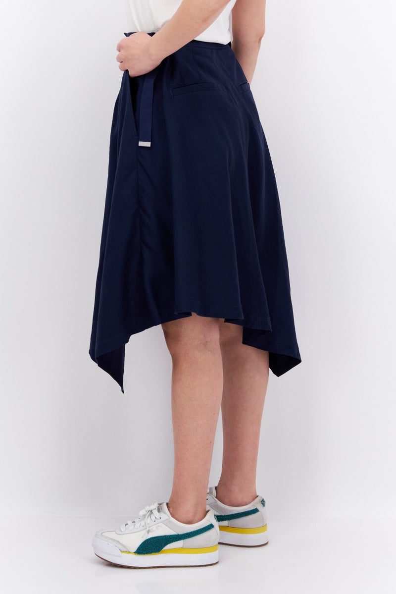 ESPRIT Women Plain Midi Skirt, Navy Blue - Image 4