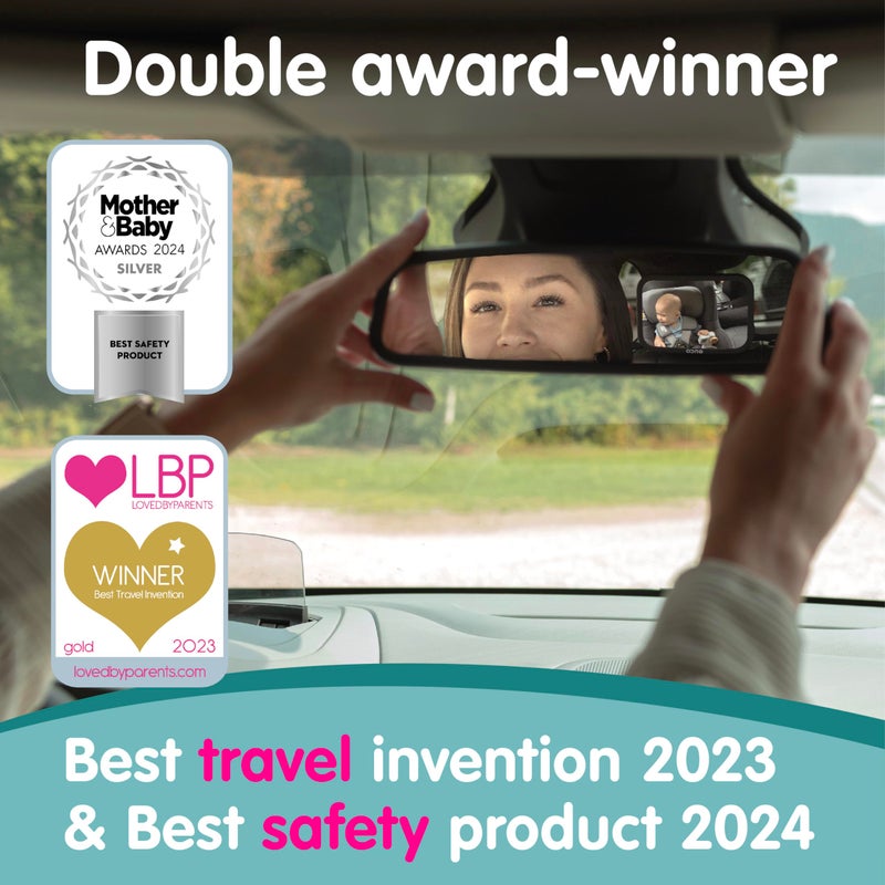 Onco Baby Car Mirror - Peace of Mind to Keep an Eye on Baby in a Rear Facing Child seat - Premium Black Frame - Image 2