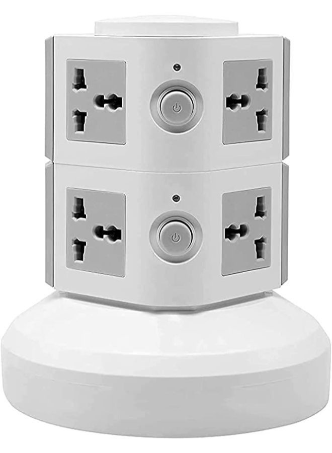 2 Layer Multi Socket 220V Tower Extension Electrical Outlet Lead with USB Ports 3M Cord and UK-Plug Power Strip Multi Charging Station 