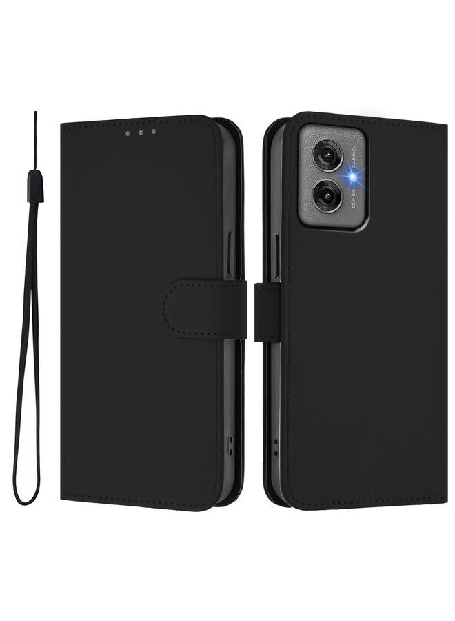 إيروريكس جراب لهاتف Motorola Moto G55 مصنوع من الجلد بلون سادة مع حبل تعليق - Image 2