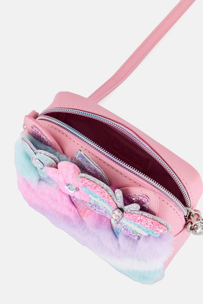 Miss Gwen's OMG Kids Girl Faux Fur Cross Body Bag, Pink - Image 3