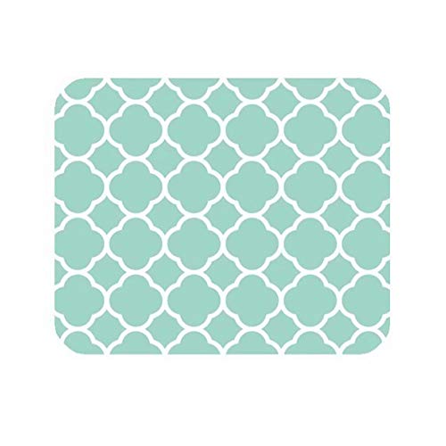 Ergonflow Non-Skid Natural Rubber Back Mint Quatrefoil Pattern Teal Turquoise Design Soft Mouse Pad Gaming Mousepad - Image 1