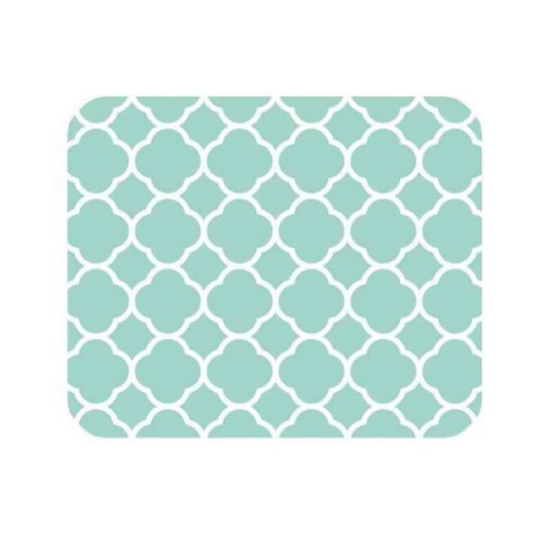 Ergonflow Non-Skid Natural Rubber Back Mint Quatrefoil Pattern Teal Turquoise Design Soft Mouse Pad Gaming Mousepad - Image 2
