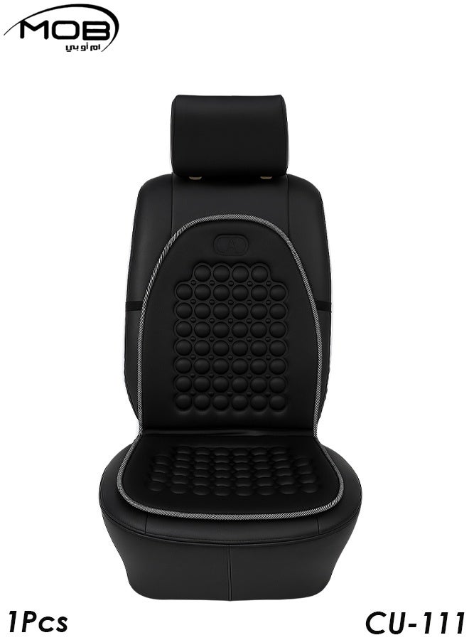 MOB Black Car Seat Cushion CU-111 – 1PCS, Universal Fit for SUVs, Trucks, and Cars, Breathable PU Leather, Massage Effect, Comfortable Support for Long Drives, Easy to Clean, Ideal for Office and Home Use, Durable and Stylish Seat Protector - Image 1
